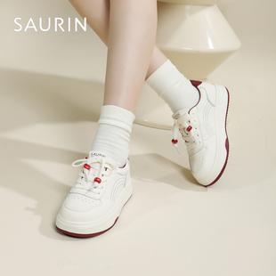 索兰厚底小白鞋女秋季2025新款运动休闲鞋百搭透气板鞋25CX25267