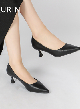 索兰高跟鞋2026春季新款优雅气质通勤尖头细跟工作单鞋女25AT3116