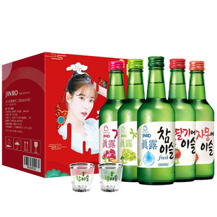 韩国进口真露竹炭酒原味烧酒李子草莓果味360ml 20瓶组合装 整箱