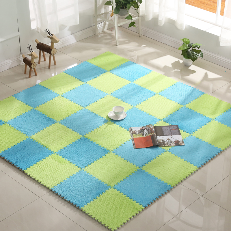 家用地毯客厅隔凉防潮舒棉绒拼接地垫卧室榻榻米舒适保暖长毛绒毯