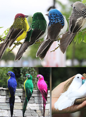 仿生鹦鹉道具墙面树枝鸟窝摆件