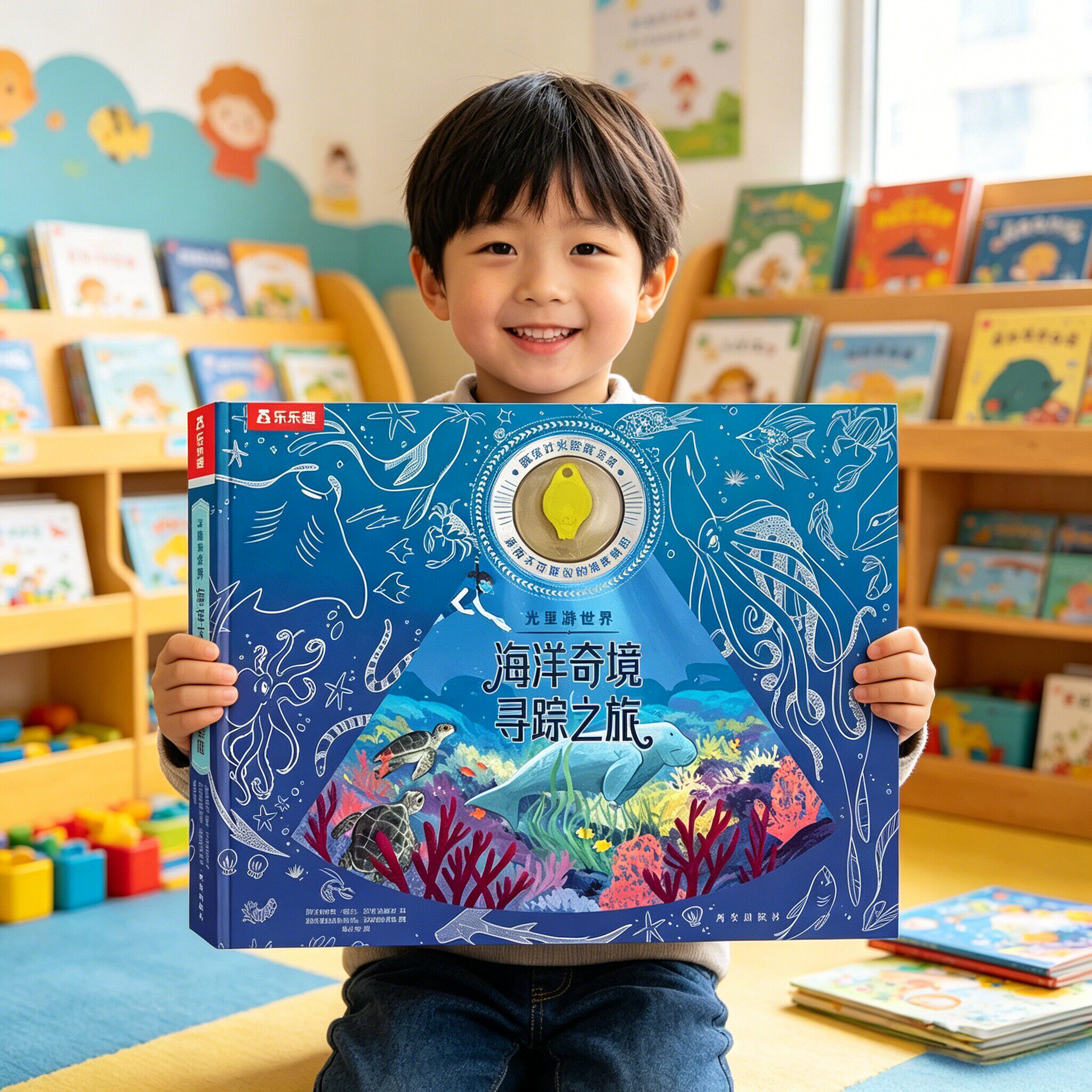乐乐趣4-8岁专注力培养科普光影绘本光里游世界神奇生物海洋恐龙探索之旅儿童科普课外读物小学生课外科普绘本魔法手电筒科普认知