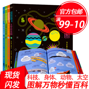 6岁少儿百科全书 动物信息图 乐乐趣童书 儿童科普书籍 科技信息图 太空信息图 早教书 百科信息图4册 身体信息图