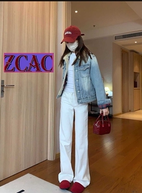 2025春秋新款美式牛仔外套女爆款小个子穿N搭复古风短款浅蓝色上