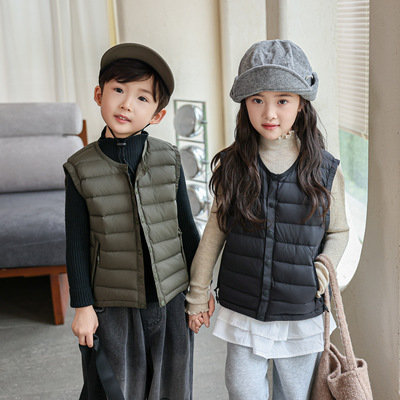 儿童冬韩版轻便羽绒服马甲女童宝宝90白鸭绒轻薄保暖内胆羽绒外套