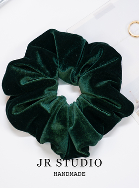 冬日丝语 复古丝绒墨绿色大肠发圈高级感扎头发绳丸子头绳发饰