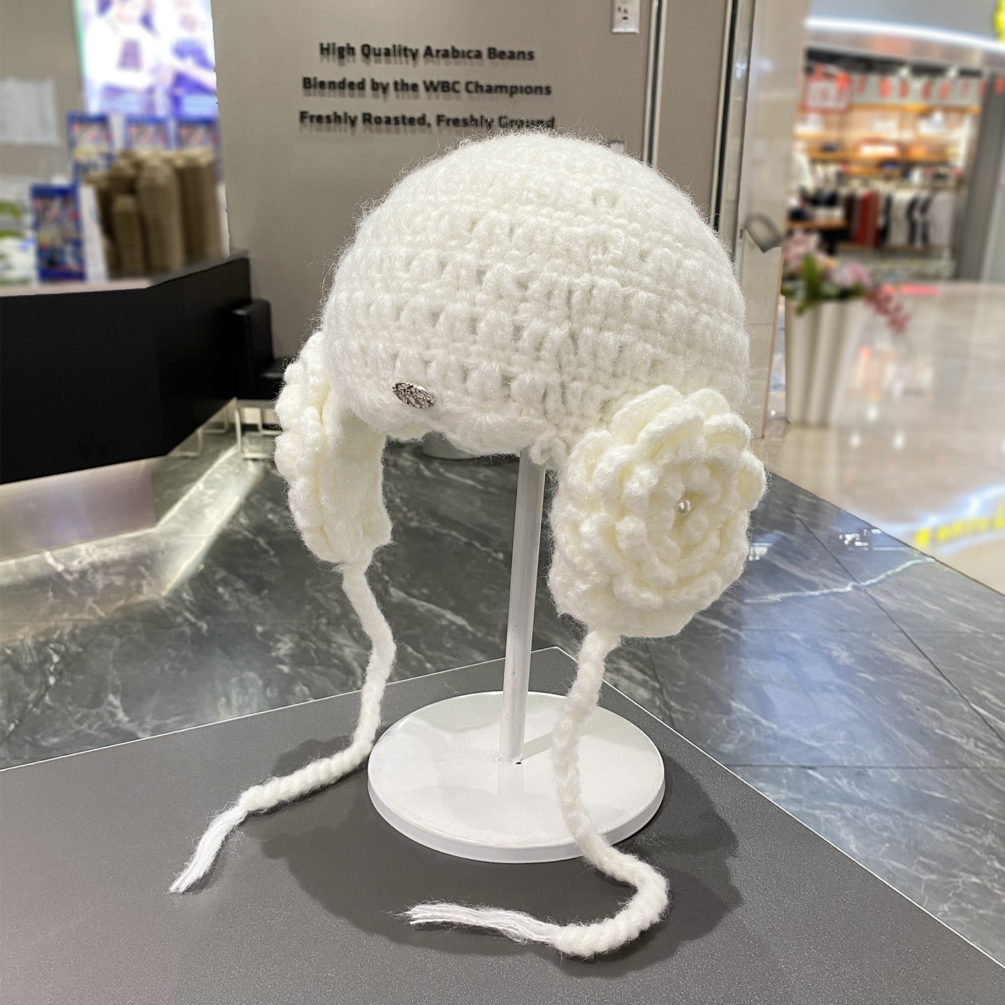 韩系氛围感立体花朵手工钩织包头帽女可爱百搭针织护耳套头帽秋冬,服饰配件/皮带/帽子/围巾,帽子,淘宝优惠券,粉丝福利购,淘宝优惠卷