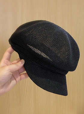 春夏天编织贝雷帽女士镂空透气八角帽韩版ins纯色英伦画家帽草帽