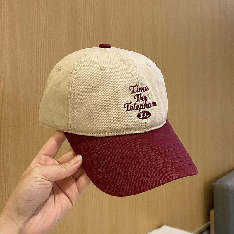 韩版字母刺绣棒球帽男女休闲百搭鸭舌帽撞色拼接时尚显脸小遮阳帽