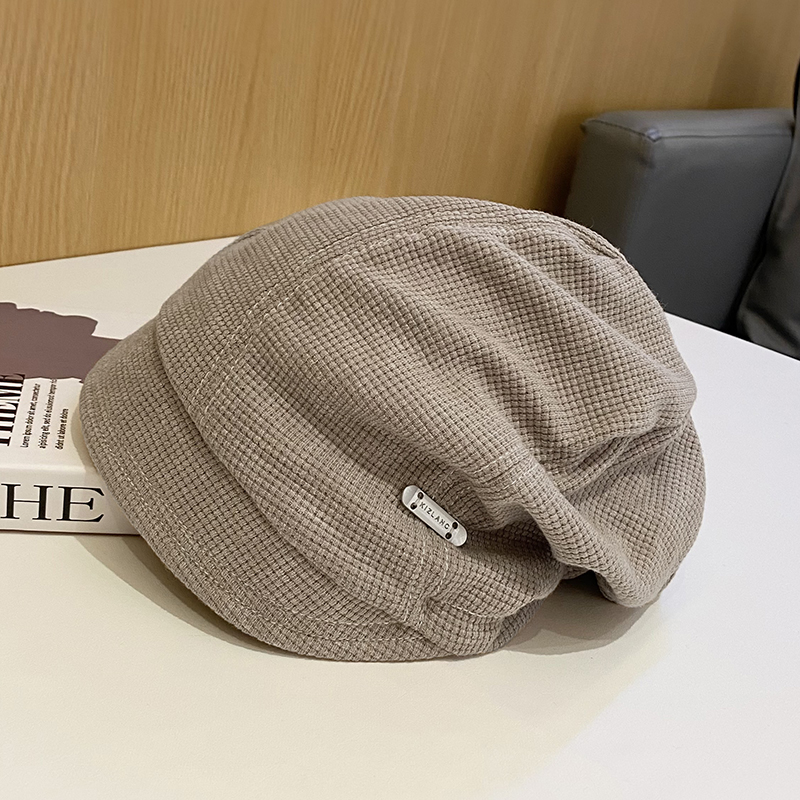 鸭舌堆堆帽女秋冬素颜百搭套头帽