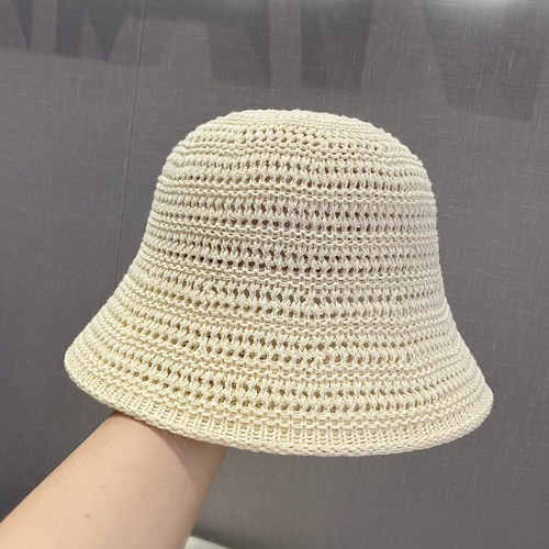 夏季简约百搭镂空透气针织桶帽女