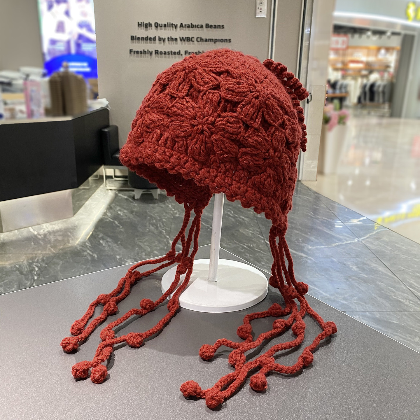 手工钩花流苏包头帽女秋冬季保暖