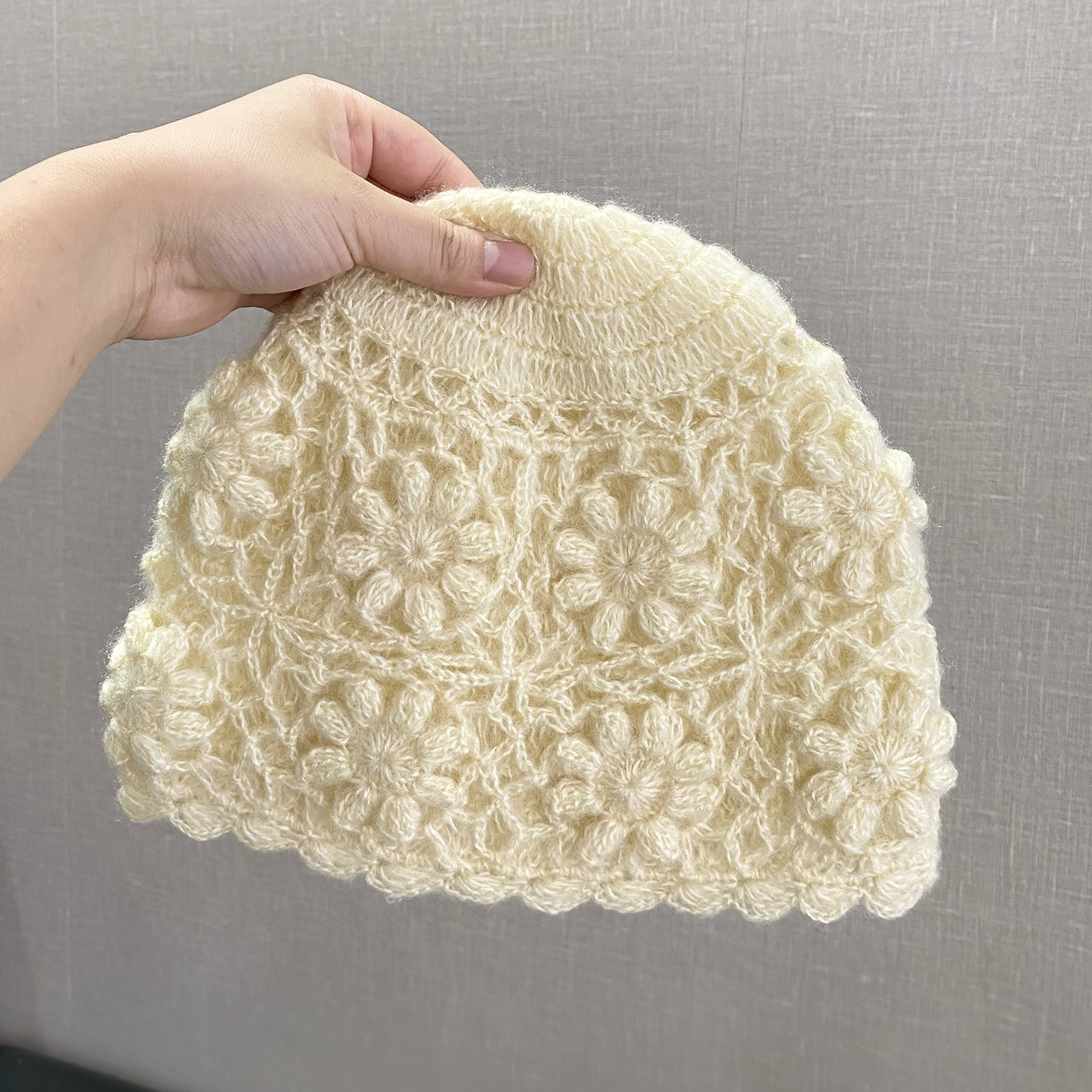 手工钩花包头帽女秋冬新款显脸小