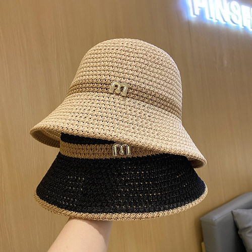 网红日系针织镂空透气渔夫帽女夏