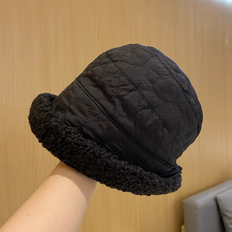 毛绒盆帽女冬加绒保暖卷边渔夫帽