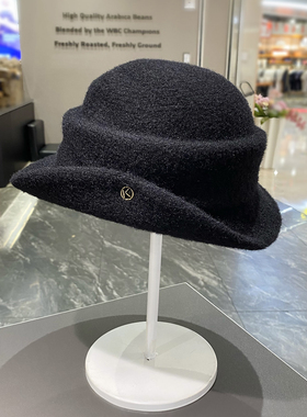 法式赫本风黑色卷边礼帽女士气质优雅复古渔夫帽秋冬季显脸小盆帽