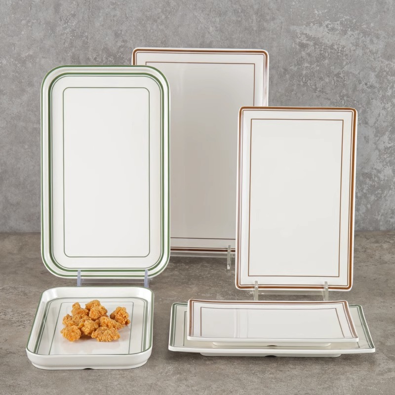 密胺港式茶餐厅餐具网红冰室长方形盘子塑料菜盘火锅寿司托盘商用