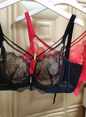 黛思侬7131超薄水晶花瓣软钢圈透气蕾丝性感聚拢大胸显小文胸内衣