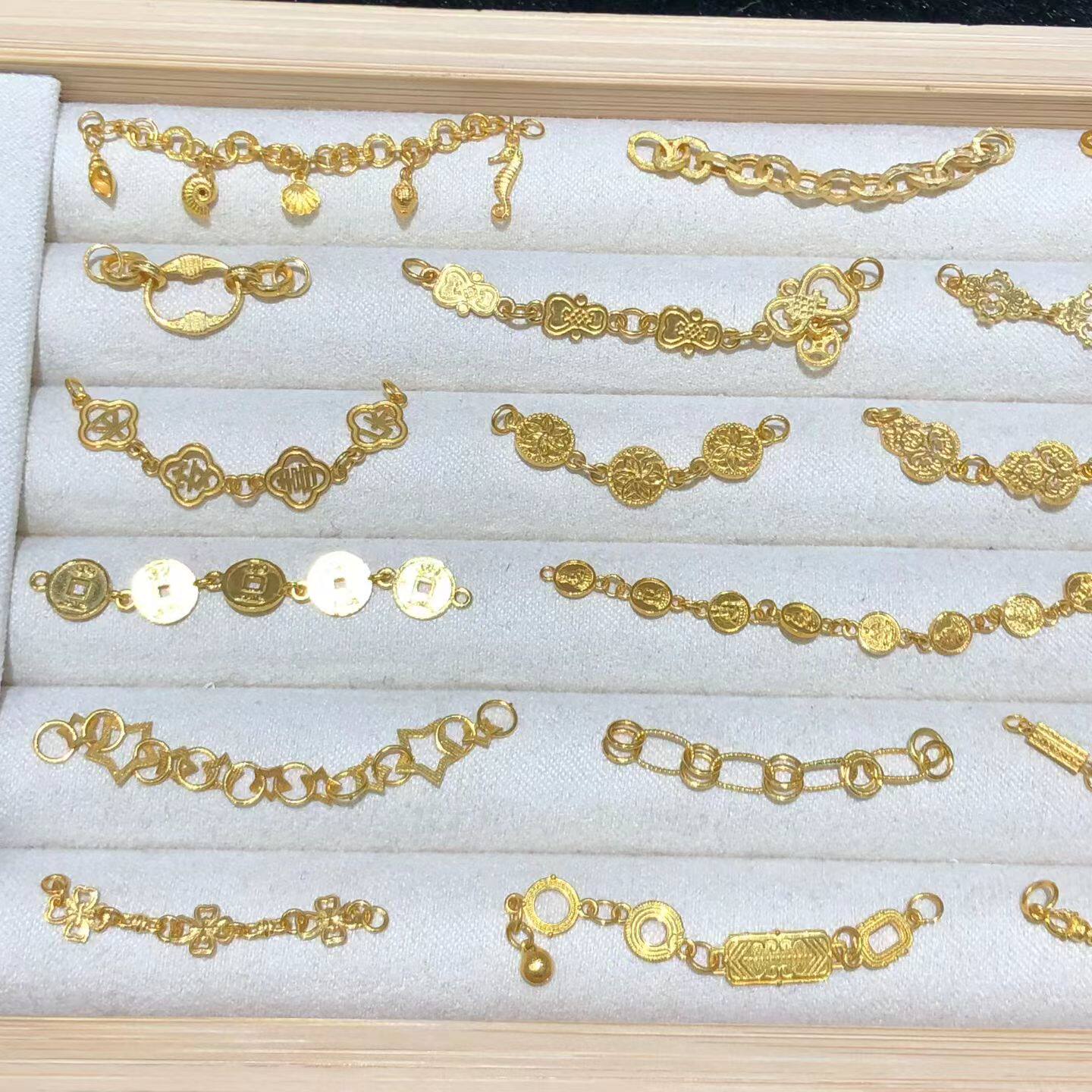 18k金diy配件半链延长链 18K实心金尾链半链卡扣链流苏半链麻花链