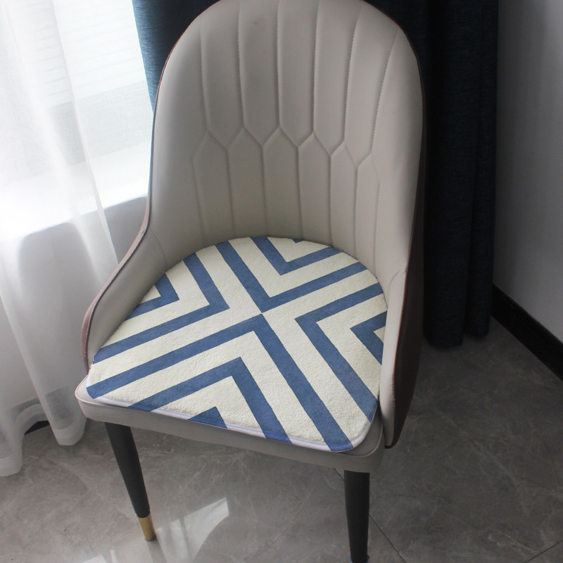 现代几何简约冬季绒面马蹄形坐垫 异形可定制座垫 半圆形椅垫屁垫