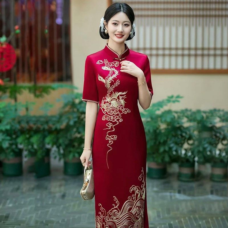 专柜同款高端旗袍婚宴喜妈妈礼服