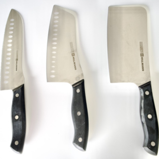 上海希尔曼HILLMANN二代5CR黑色磨砂柄切片刀锯齿刀斩骨刀3件套刀