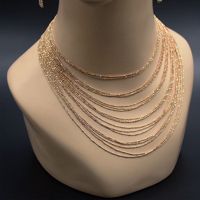 유럽과 미국의 금 술 목걸이와 귀걸이 세트 맞춤형 패션 합금 여성의 다층 보석 드레스 패션 액세서리