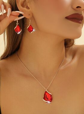 欧美项链耳环套装花朵形状时尚百搭适用于婚礼派对礼服宴会搭装饰