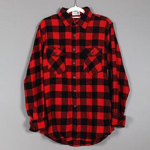 寬松大碼 外貿(mào)歐美單男士 復(fù)古格子襯衫 保暖長(zhǎng)袖 秋冬款 打底抓絨襯衣