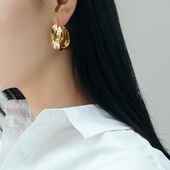 镀金大扭圈耳环celi风网红高级感潮人简约法式 时尚 金属光面耳饰