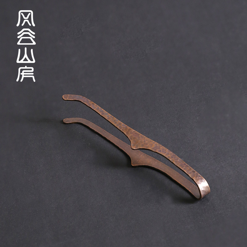 中式风锤目纹紫铜防滑功夫茶夹图片