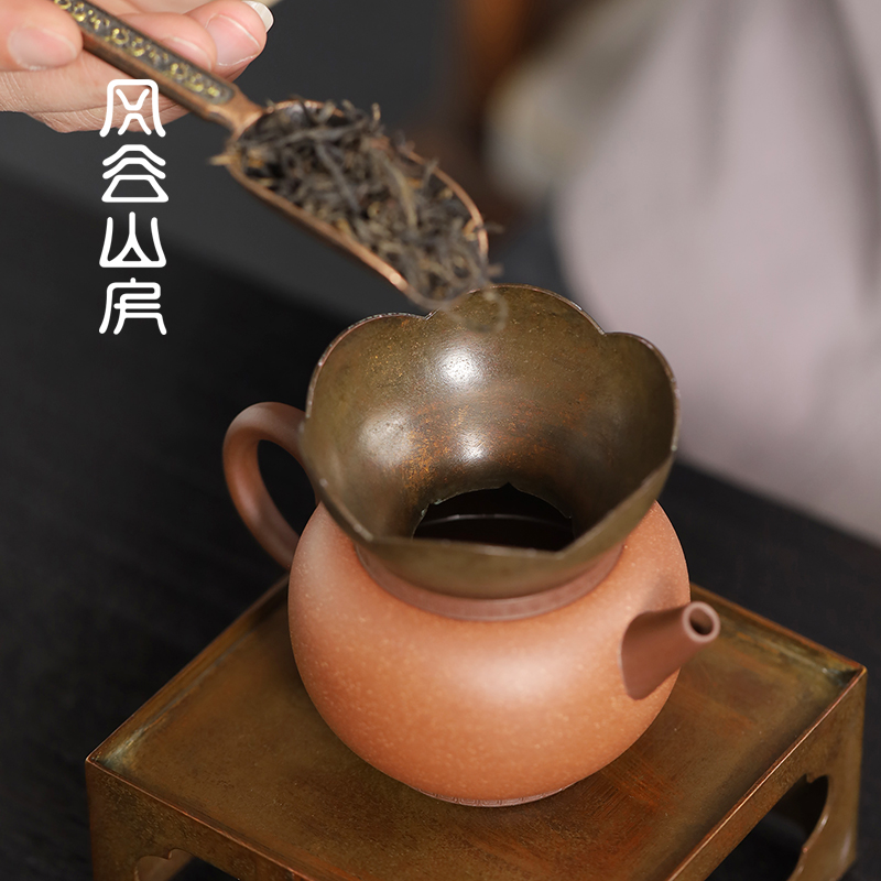 纯手工花瓣型铜制投茶器茶漏