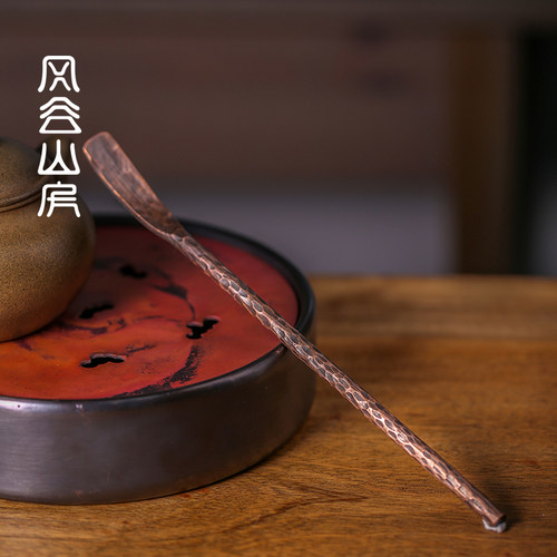 手工铜茶勺日式复古锤纹