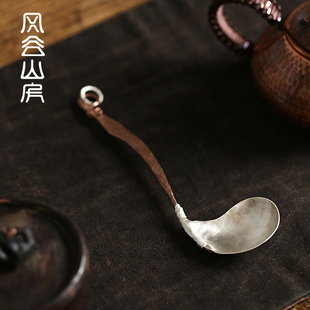 手工999纯银茶勺茶铲茶道六君子功夫茶具配件复古零配品泡茶工具