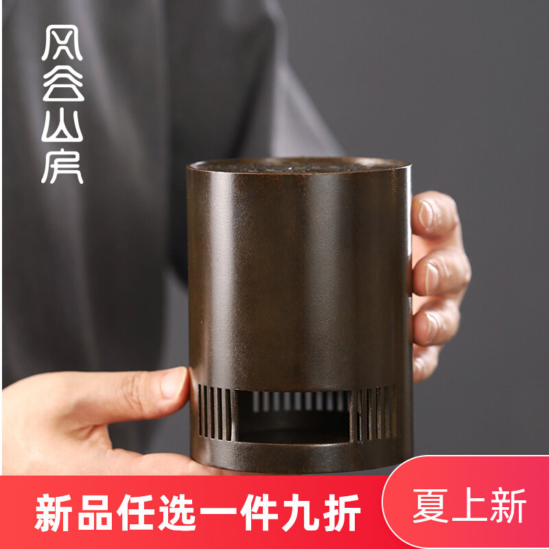 手工复古铜炭炉煮茶炉铜小火炉风炉煮水炉烤茶炉围炉煮茶茶具配件