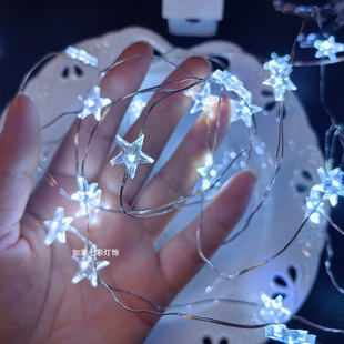 星星雪花铜线灯圣诞树缠绕迷你灯带银丝装饰花束礼物盒装扮彩灯串