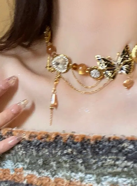 美式复古辣妹蝴蝶废土风项链