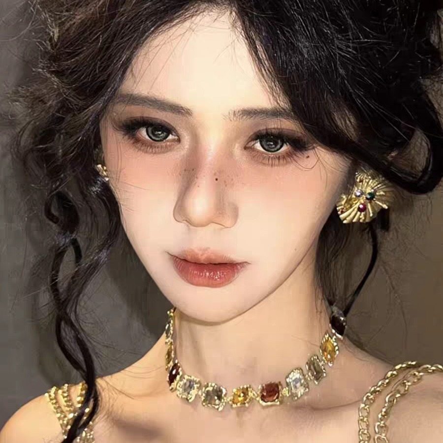 欧美轻奢方形几何项链耳钉