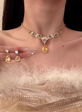 轻奢复古小众水滴项链耳钉女