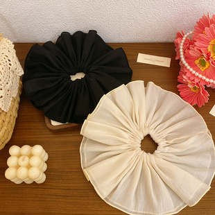 韩系超大褶皱双层大肠发圈女高级感小众裙摆发饰气质百搭夸张头饰