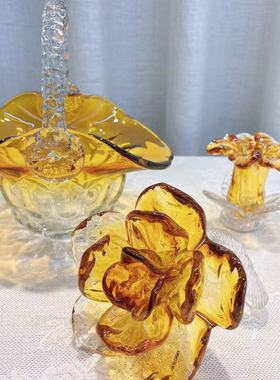 北欧简约手工玻璃艺术花瓶花篮家居装饰品摆件餐桌软装饰品