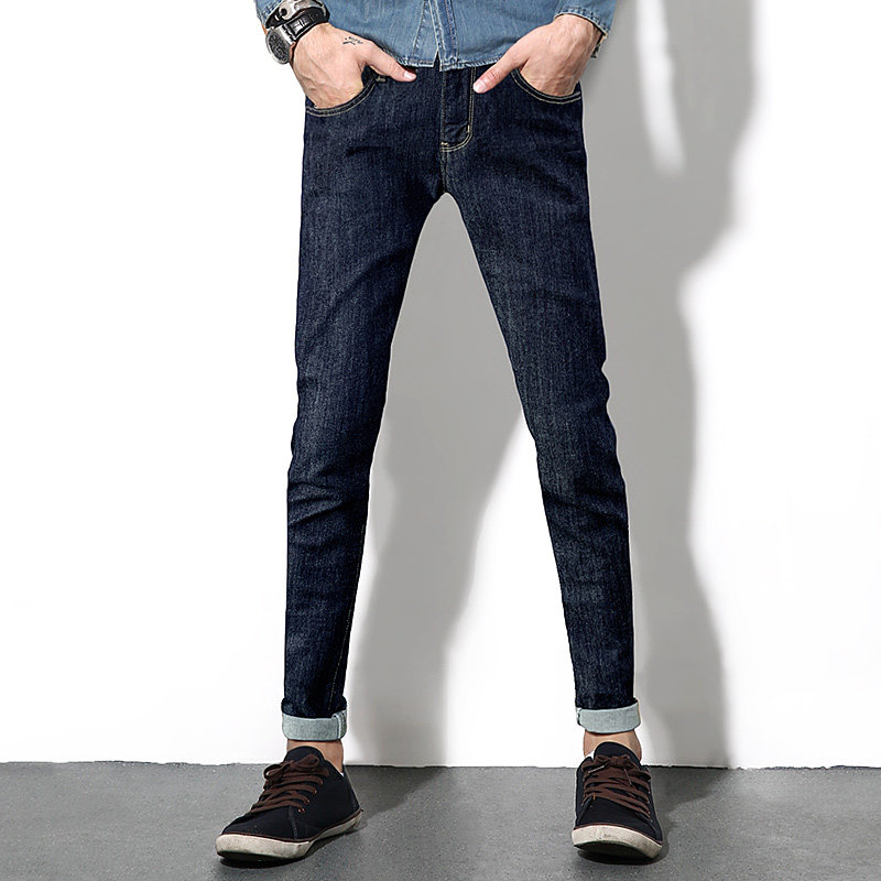 black Jeans Autumn and winter Nine points 2020 new pattern Trend Self-cultivation Elastic force Plush leisure time Feet trousersin the Men's clothing, Jeans  category - from Buy2taobao.com to provide professional Taobao agent buy service