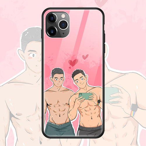 健身肌肉男玻璃手机壳小米苹果