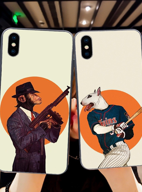 牛头梗猩猩神探适用iPhoneXsmax7P手机壳趣味全包8防摔苹果11pro