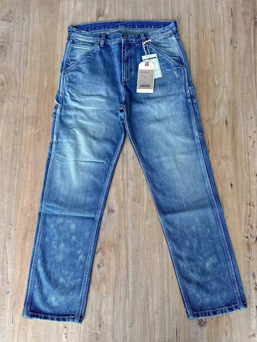 这个可以有！喷码流雨点水洗MDNS24SS微锥铁道赤耳丹宁牛仔裤