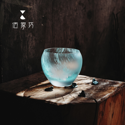 伍家坊泉落建水简约时尚茶道茶渣缸水晶琉璃洒金茶渣缸茶具送礼盒