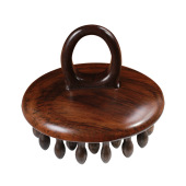 檀木按摩梳31齿头部经络头皮疏通头疗家用防脱发指环梳 卖檀翁