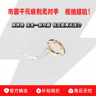 正确版18K玫瑰金经典满钻大饼项链女三钻圆饼轻奢简约锁骨链女友