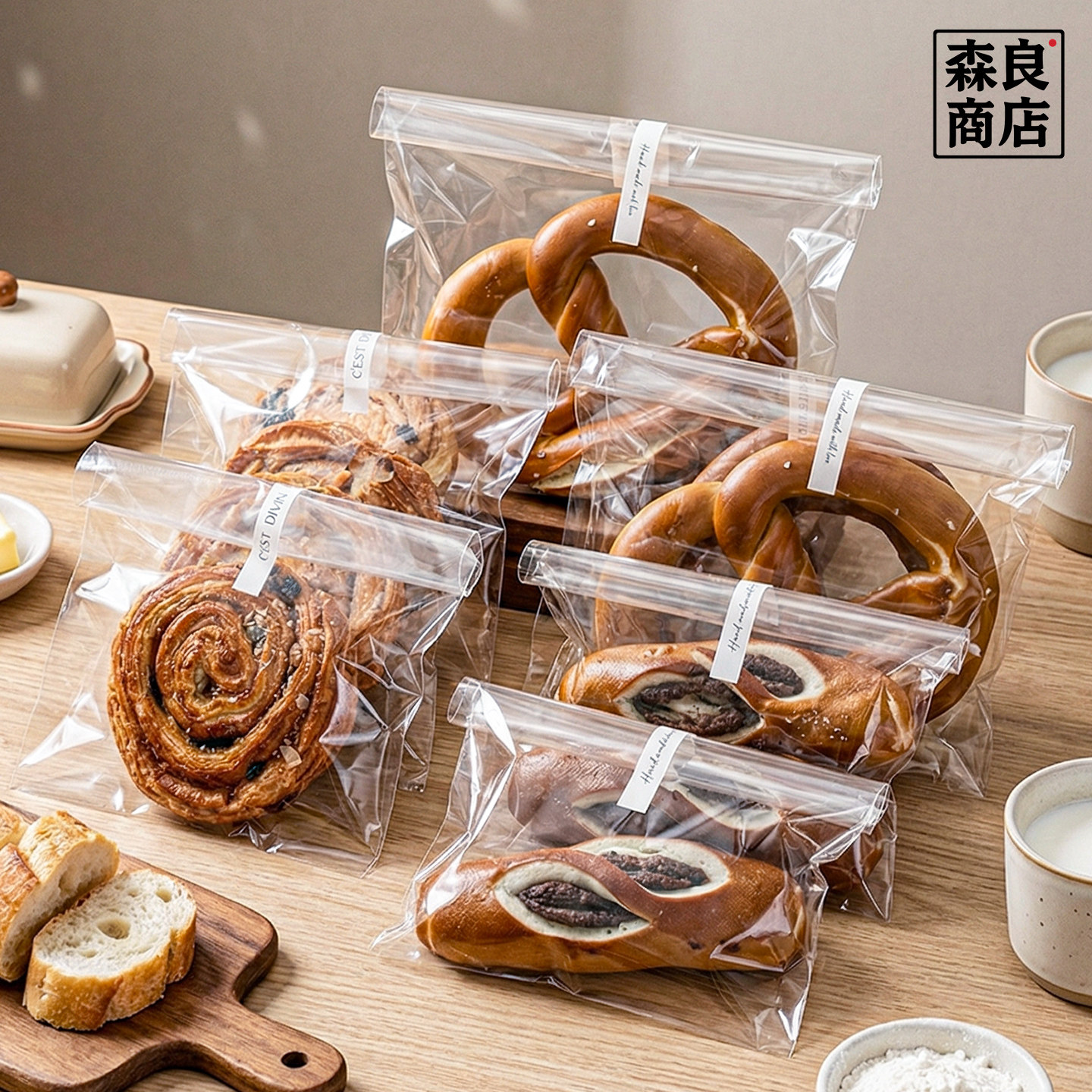 透明切片面包包装袋贝果吐司甜甜圈烘焙蛋挞单个饼干打包塑料袋子