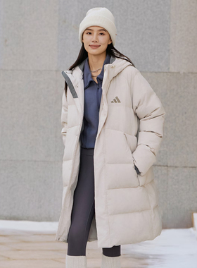 Adidas/阿迪达斯男女冬季新款保暖长款600蓬鸭绒连帽羽绒服KR0935